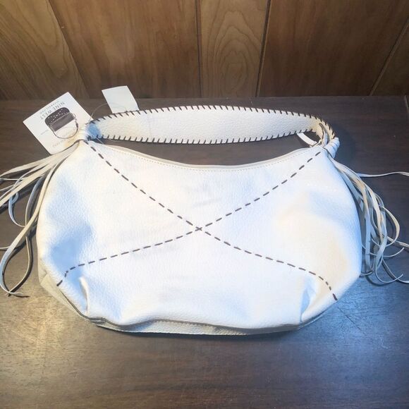 Nine West White and Brown Shoulder Bag with Fringe - Picture 5 of 12